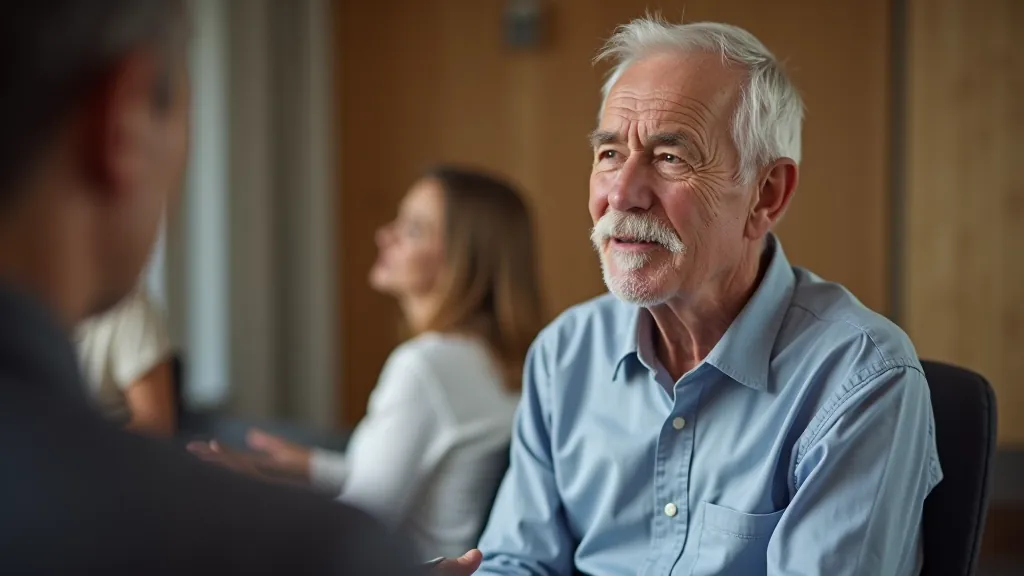 Older man with thoughtful expression reflecting on purpose and meaning